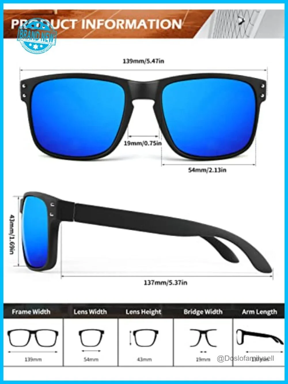 Polarized Sunglasses Unisex Retro Square Frame UV Protection Fishing Driving